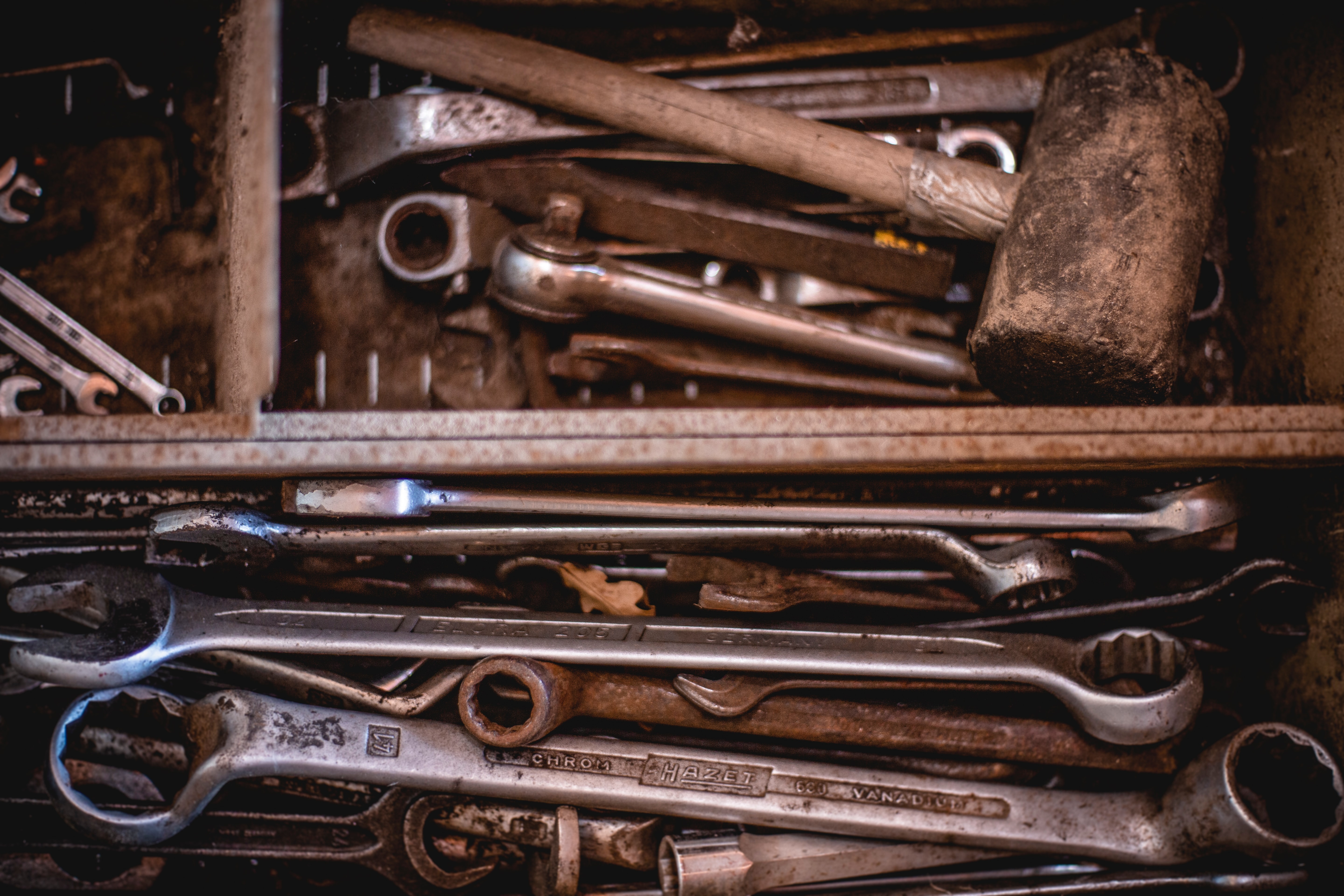 Tool kit, hammer, spanner, wrench